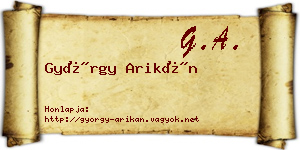György Arikán névjegykártya